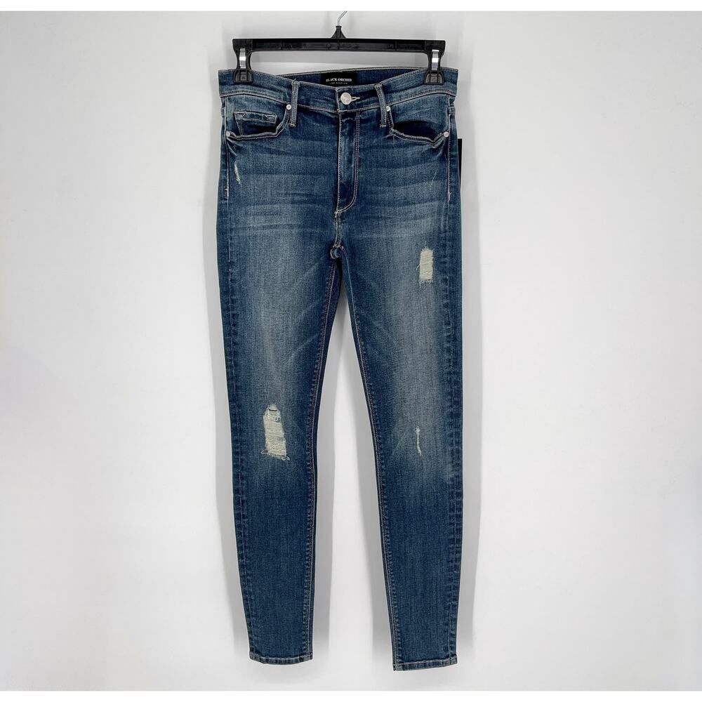 Black Orchid Denim NEW Gisele High Rise Super Skinny Distressed Jeans Sz 26 Blue